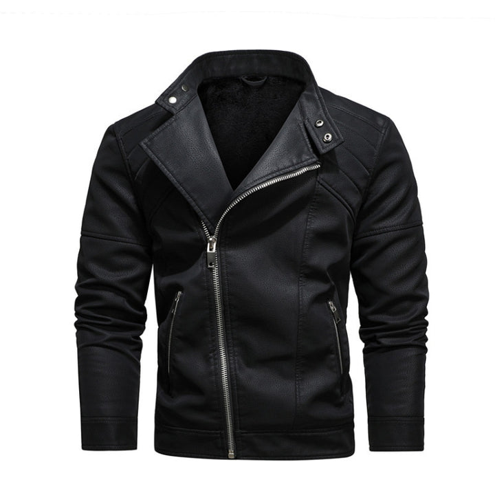 Mens Lapel Leather Motorcycle Jacket, S, M, L, XL, XXL, 3XL