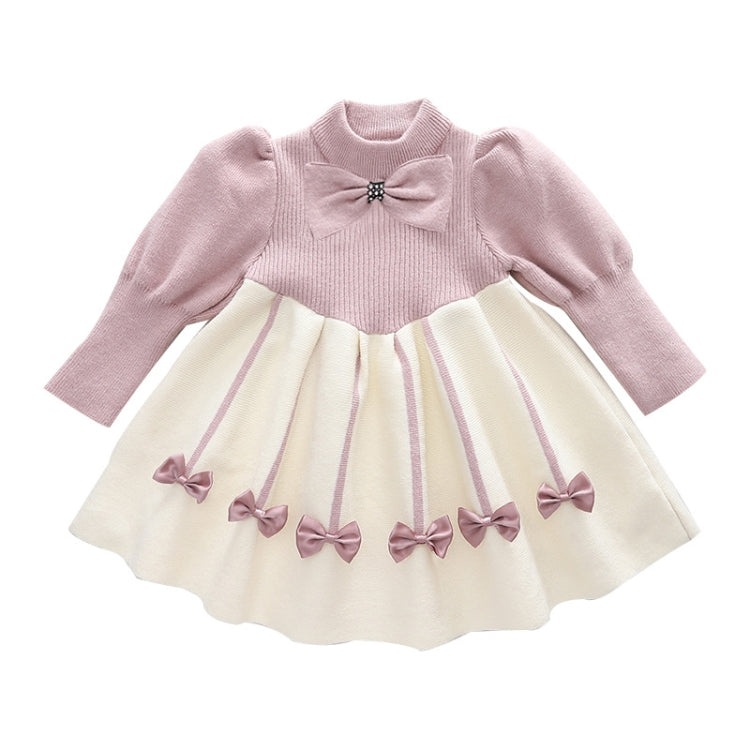 Girls Sweater Dress Bubble Sleeve Knitted Princess Dress, 90cm, 100cm, 110cm, 120cm, 130cm