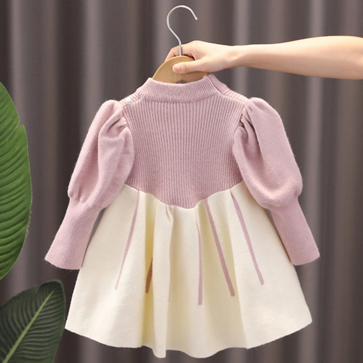 Girls Sweater Dress Bubble Sleeve Knitted Princess Dress, 90cm, 100cm, 110cm, 120cm, 130cm