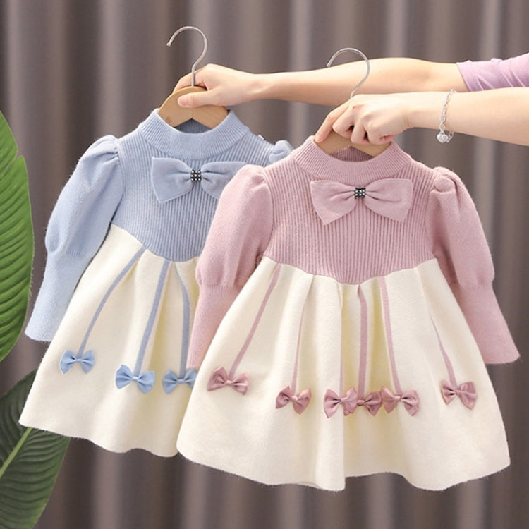 Girls Sweater Dress Bubble Sleeve Knitted Princess Dress, 90cm, 100cm, 110cm, 120cm, 130cm