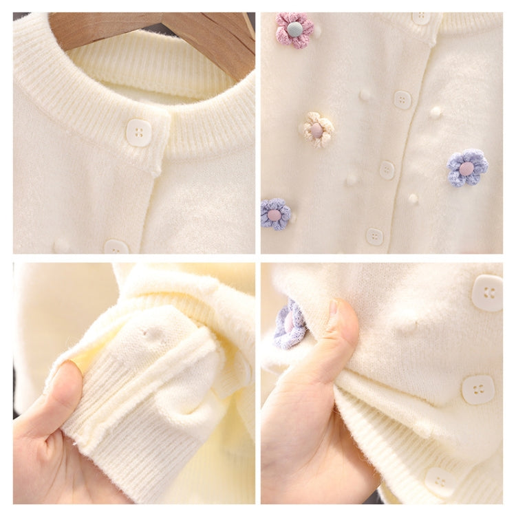 Baby Girls Flower Sweater Cardigan Winter Solid Color Knitted Sweater, 80cm, 90cm, 100cm, 110m, 120cm