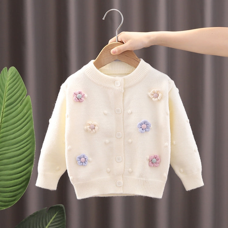 Baby Girls Flower Sweater Cardigan Winter Solid Color Knitted Sweater, 80cm, 90cm, 100cm, 110m, 120cm