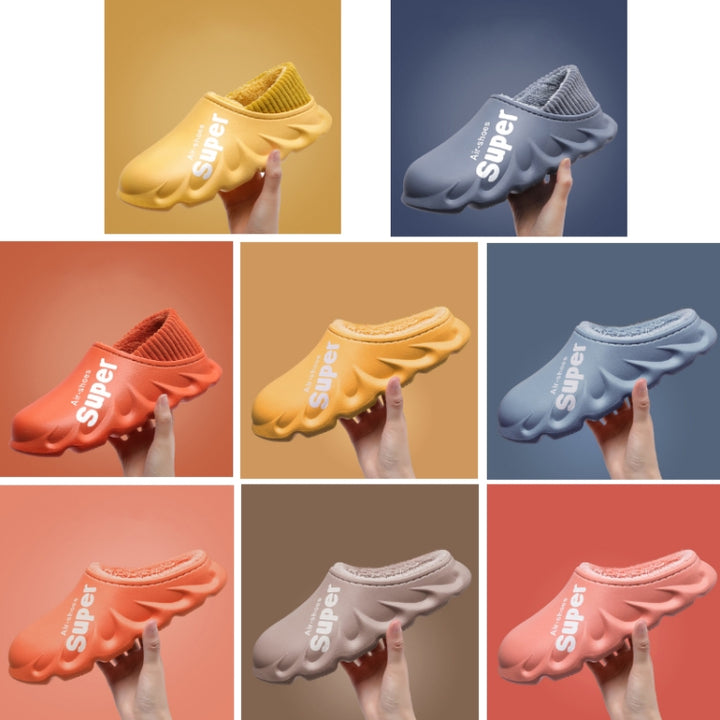 Winter Warm Velvet Thick Waterproof Cotton Slippers, Yellow, Blue Gray, Orange Red, Pink 8055, White 8055, Light Coffee 8055, Black 8055, Blue Gray 599, Pink 599