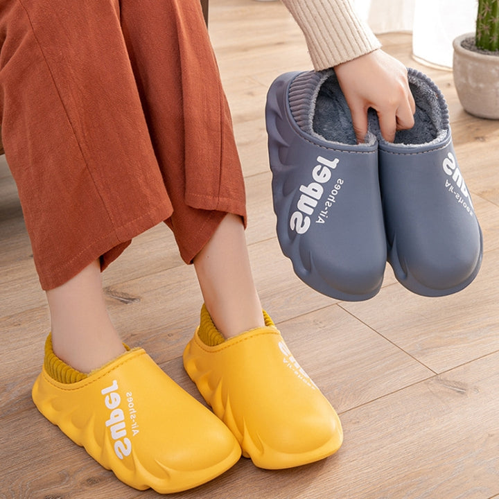 Winter Warm Velvet Thick Waterproof Cotton Slippers, Yellow, Blue Gray, Orange Red, Pink 8055, White 8055, Light Coffee 8055, Black 8055, Blue Gray 599, Pink 599