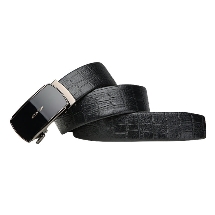 Bopai 13-121211 Crocodile Grain Automatic Buckle Soft and Durable Cowhide Belt