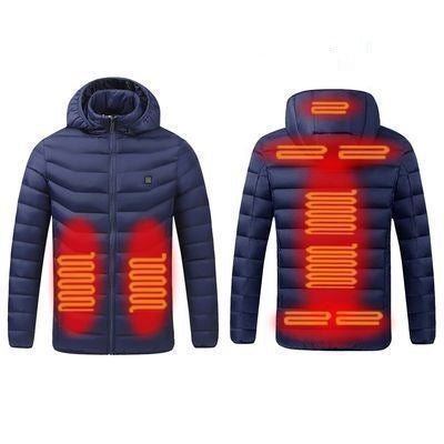 USB Winter Electric Heated Jacket Warm Thermal Jacket, 4 Zone Blue S, 4 Zone Blue M, 4 Zone Blue L, 4 Zone Blue XL, 4 Zone Blue XXL, 4 Zone Blue 3XL, 4 Zone Blue 4XL, 4 Zone Black  S, 4 Zone Black  M, 4 Zone Black  L, 4 Zone Black  XL, 4 Zone Black  XXL