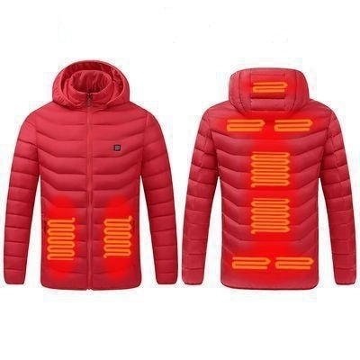 USB Winter Electric Heated Jacket Warm Thermal Jacket, 9 Zone Red XXL, 9 Zone Red 3XL, 9 Zone Red 4XL, 11 Zone Double Control Black S