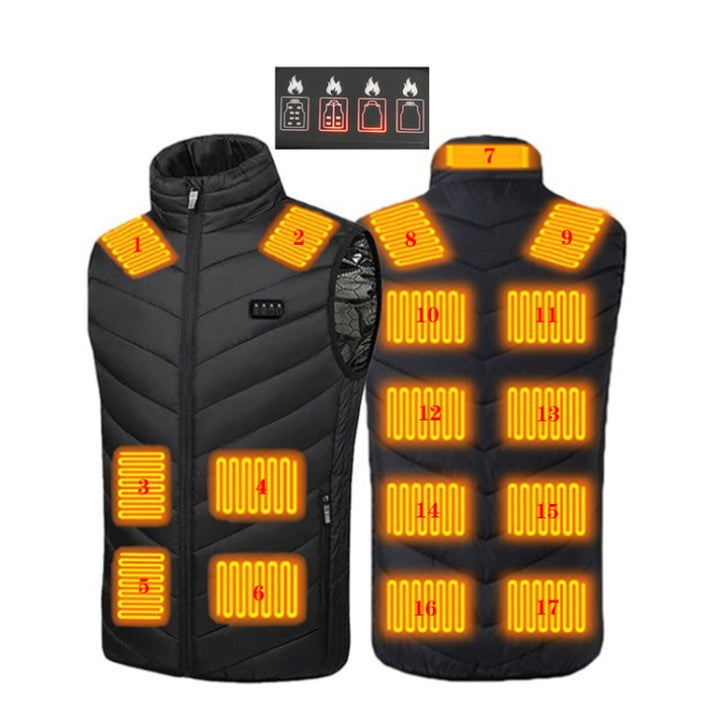 USB Electric Heating Undershirt Intelligent Warm Vest, 17 Area  4 Control Black, 17 Area  4 Control Blue, 13  Area Double Control Black