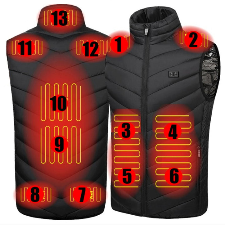 USB Electric Heating Undershirt Intelligent Warm Vest, 17 Area  4 Control Black, 17 Area  4 Control Blue, 13  Area Double Control Black