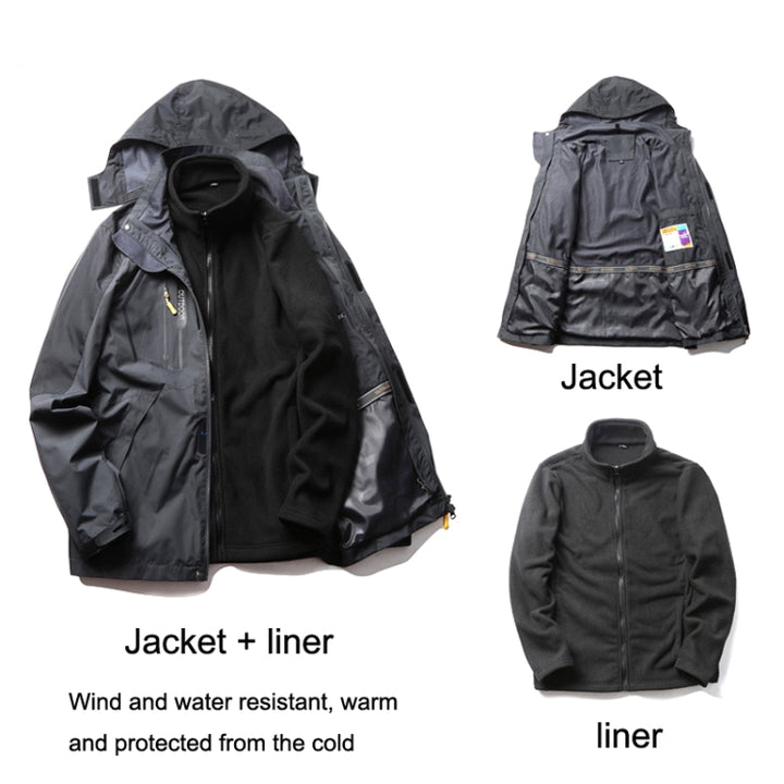 LSM-121 Men Autumn And Winter Jackets Grab Fleece Inner Lining Outdoor Hiking Clothes, 4XL, 5XL, 6XL