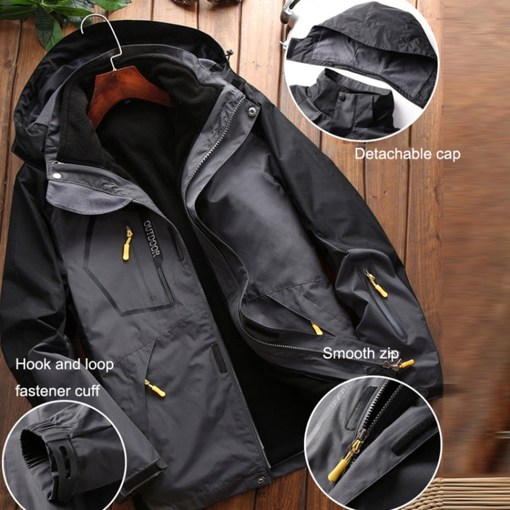 LSM-121 Men Autumn And Winter Jackets Grab Fleece Inner Lining Outdoor Hiking Clothes, 4XL, 5XL, 6XL