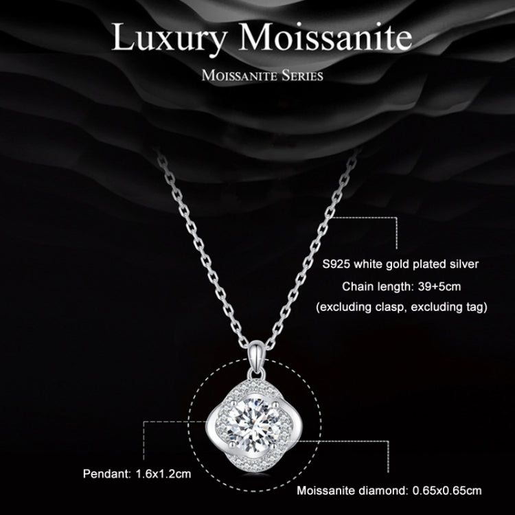 Sterling Silver S925 White Gold Plated Sparkling Moissanite Pendant Necklace, MSN002