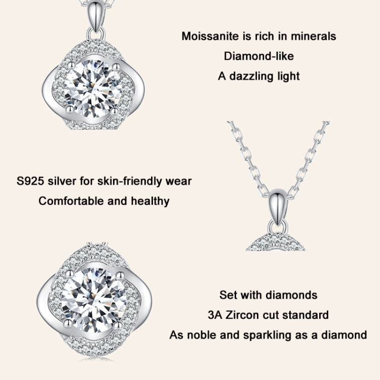 Sterling Silver S925 White Gold Plated Sparkling Moissanite Pendant Necklace, MSN002