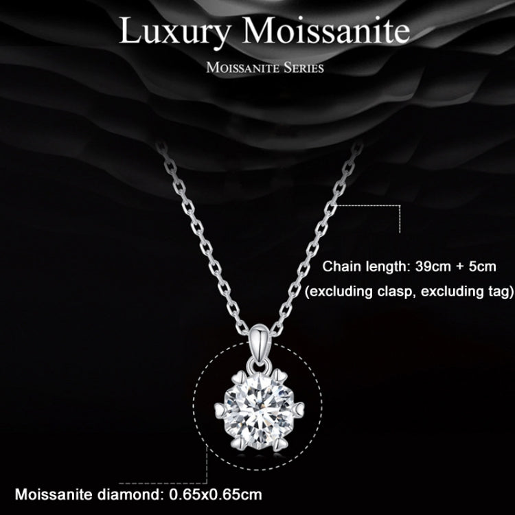 Sterling Silver S925 Hexagonal Moissanite Pendant White Gold Plated Necklace, MSN006