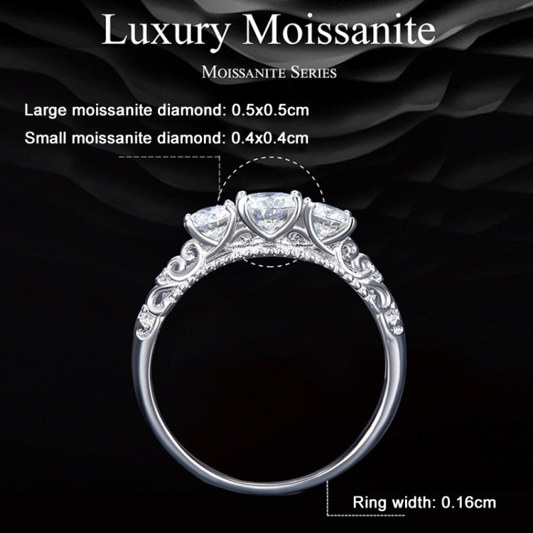 MSR009 Sterling Silver S925 Lace White Gold Plated Moissanite Ring, No.6, No.7, No.8, No.9, No.10