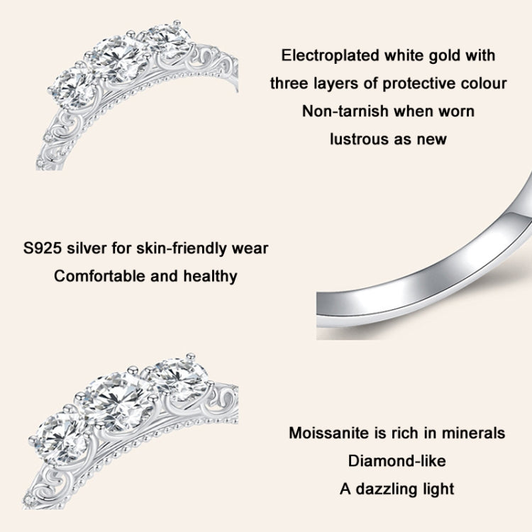 MSR009 Sterling Silver S925 Lace White Gold Plated Moissanite Ring, No.6, No.7, No.8, No.9, No.10