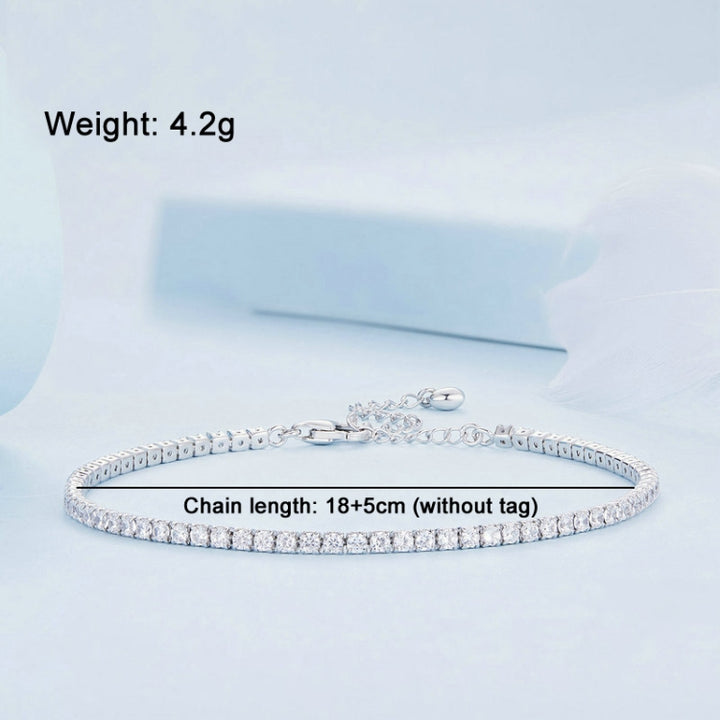 S925 Sterling Silver White Gold Plated Pop Zirconia Bracelet, BSB097