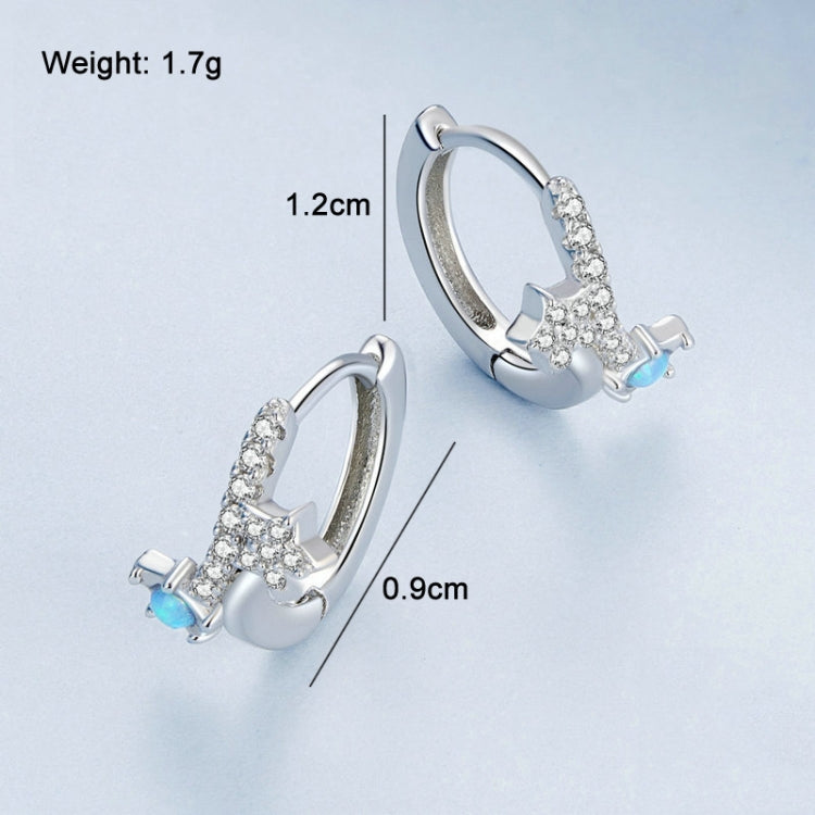 Sterling Silver S925 Shooting Star Earrings Pentagram Ear Zirconia Dreamy Sweet Earrings, BSE727