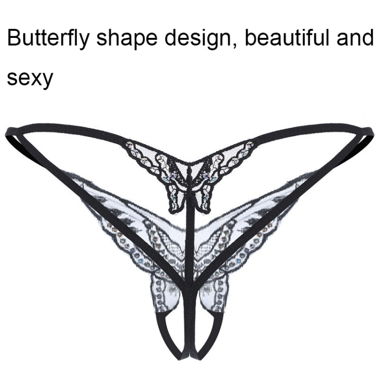 156 Butterfly Lace Embroidery Slitted Panties Women Sexy Perspective Thong, Free Size