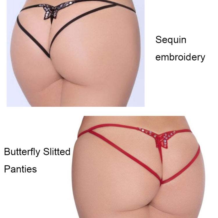 156 Butterfly Lace Embroidery Slitted Panties Women Sexy Perspective Thong, Free Size