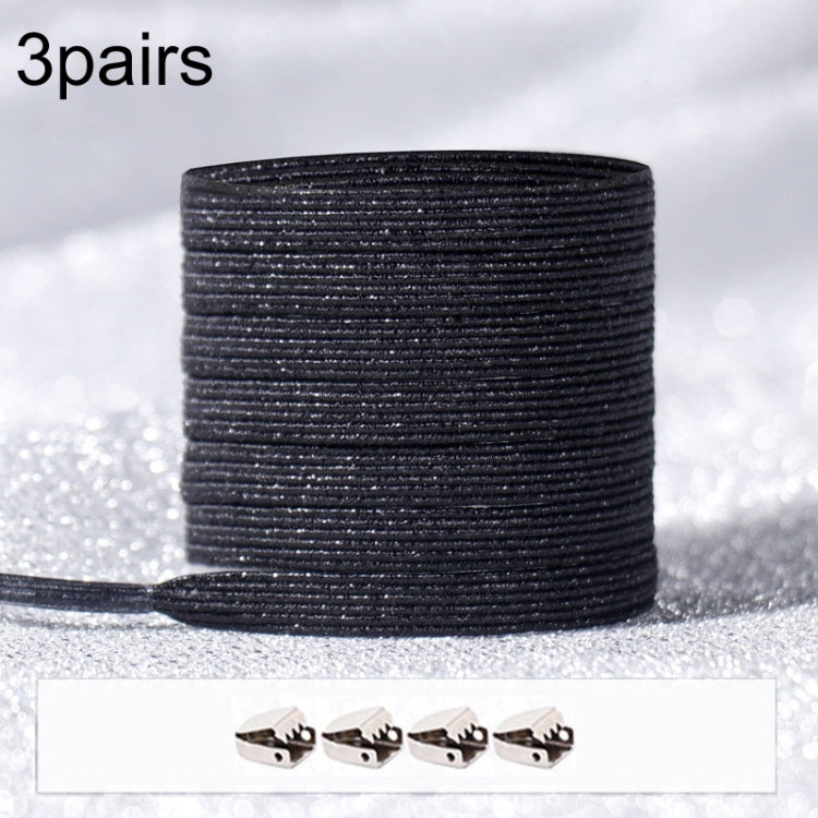 3pairs Elastic No Tie Shoelaces Metal Lock Dazzling Color Laces, 100cm