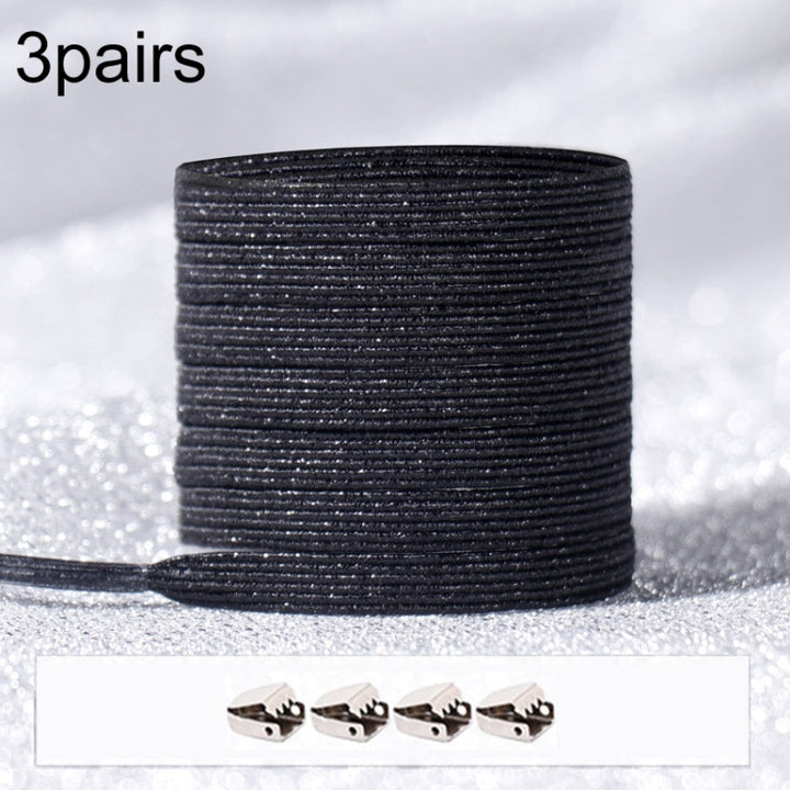 3pairs Elastic No Tie Shoelaces Metal Lock Dazzling Color Laces, 100cm