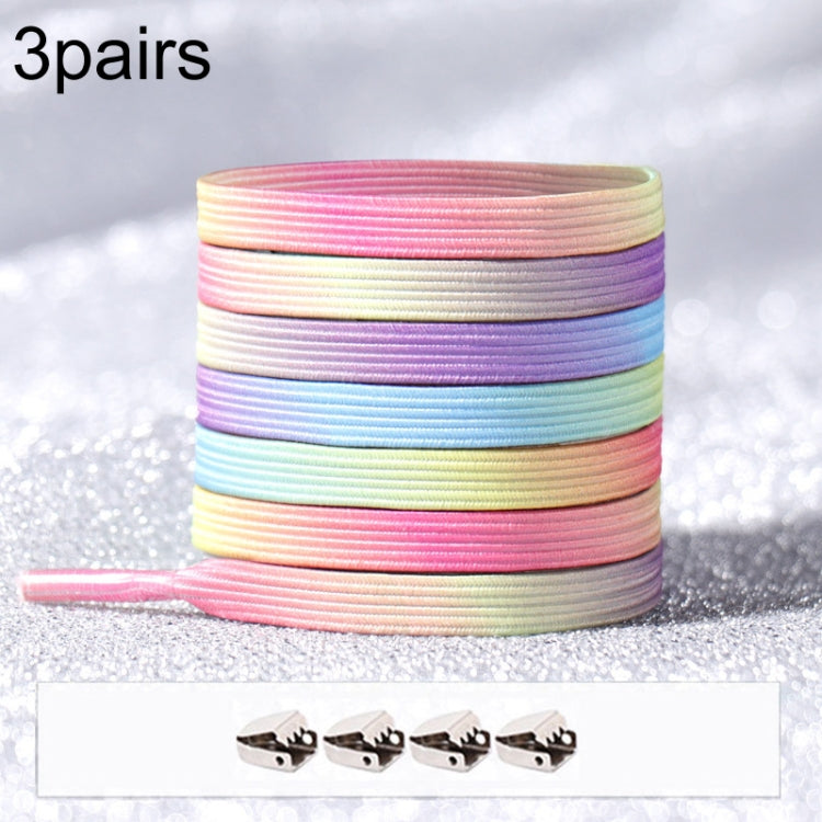 3pairs Elastic No Tie Shoelaces Metal Lock Dazzling Color Laces, 100cm