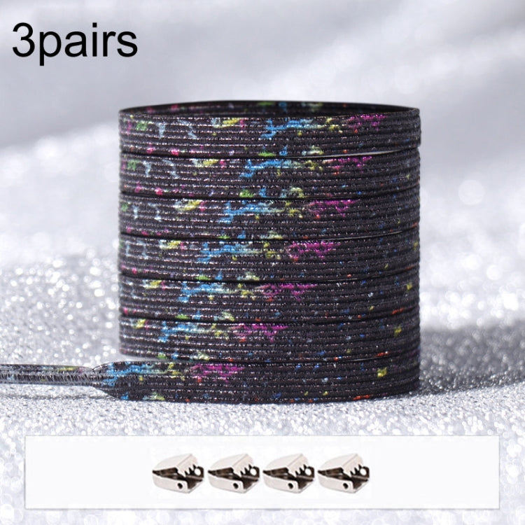 3pairs Elastic No Tie Shoelaces Metal Lock Dazzling Color Laces, 100cm