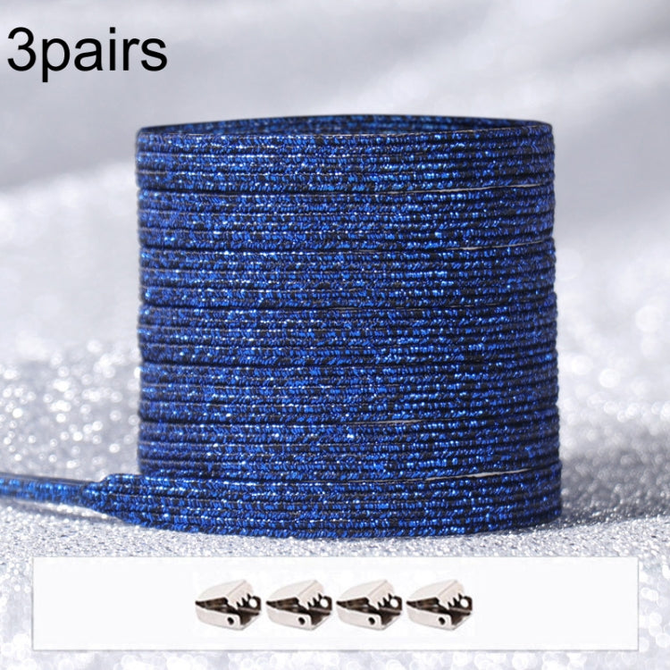 3pairs Elastic No Tie Shoelaces Metal Lock Dazzling Color Laces, 100cm