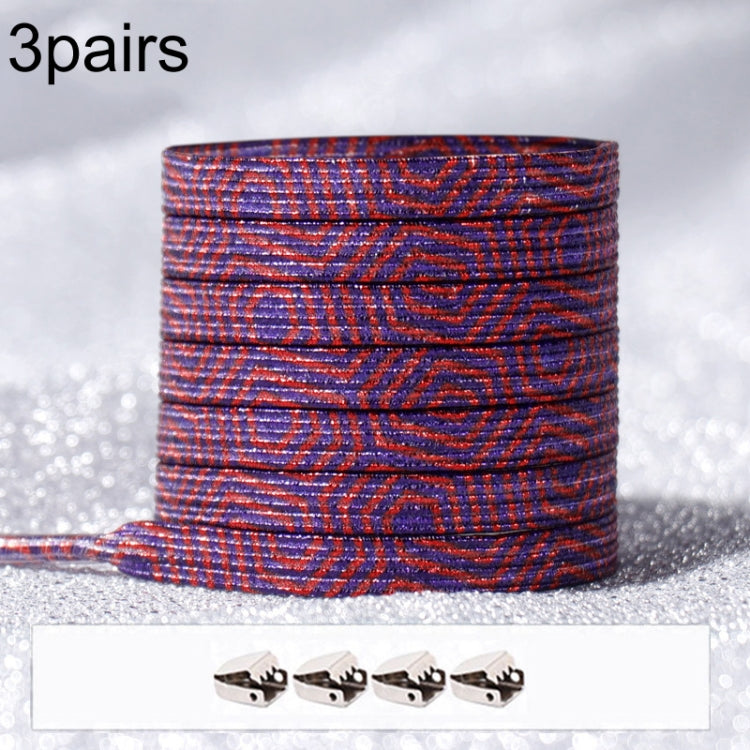 3pairs Elastic No Tie Shoelaces Metal Lock Dazzling Color Laces, 100cm