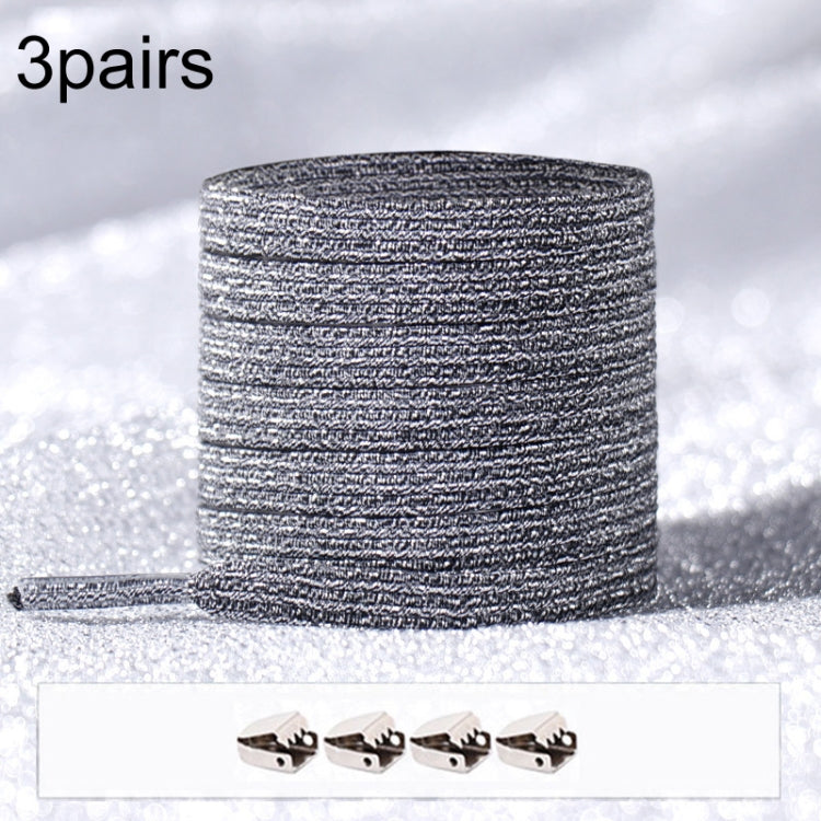 3pairs Elastic No Tie Shoelaces Metal Lock Dazzling Color Laces, 100cm