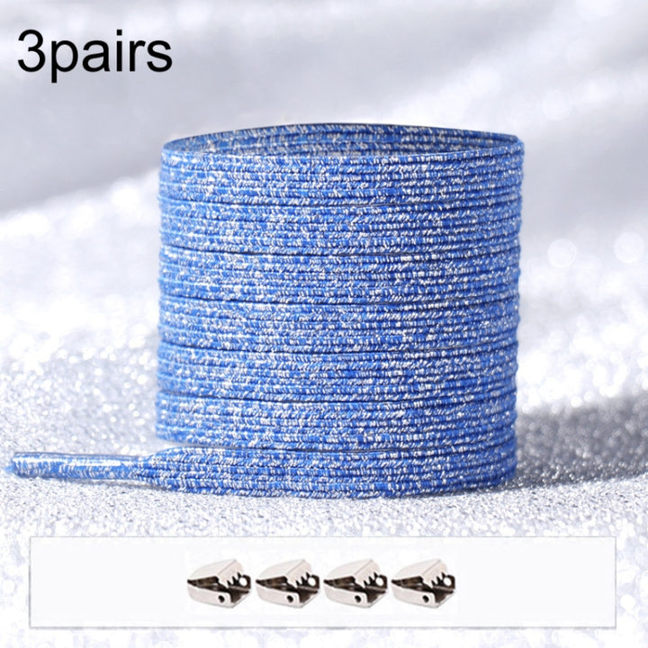 3pairs Elastic No Tie Shoelaces Metal Lock Dazzling Color Laces, 100cm