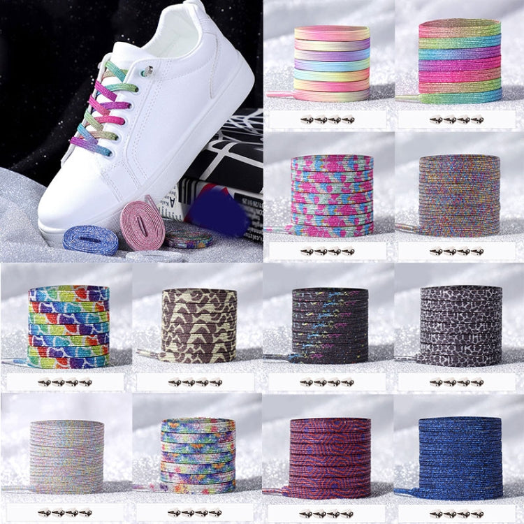 3pairs Elastic No Tie Shoelaces Metal Lock Dazzling Color Laces, 100cm