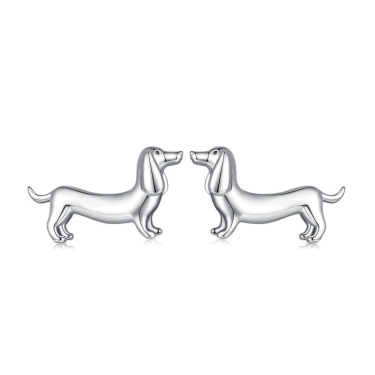 Sterling Silver S925 Cute Dachshund Animal Stud Earrings, SCE1535