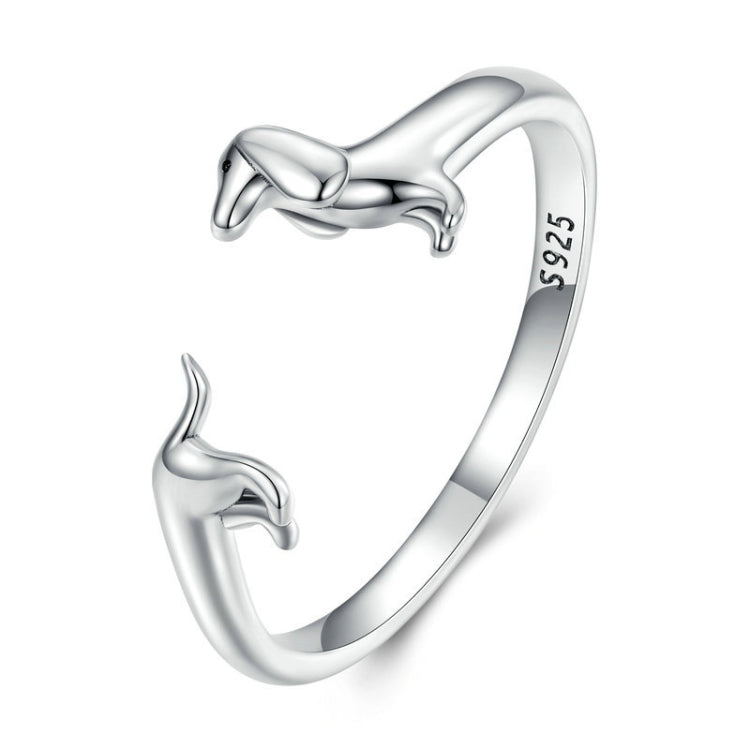 Sterling Silver S925 Dachshund Cute Open Ring, SCR894