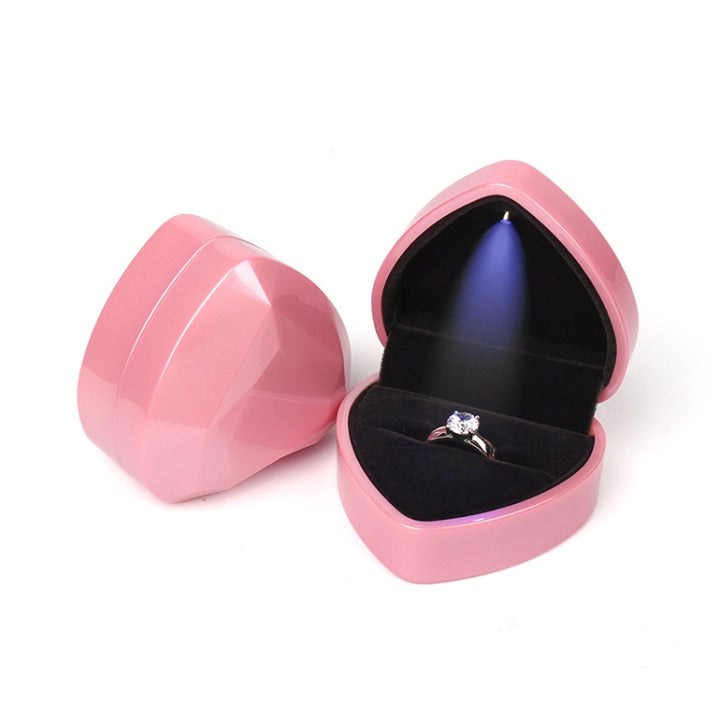 017015-20 Heart-shaped LED Light Ring Necklace Storage Box without Jewelry, Spec:, Ring(Pink), Pendant(White), Pendant(Red), Pendant(Gold), Pendant(Blue), Pendant(Black), Ring(White), Pendant(Pink), Ring(Red), Ring(Gold), Ring(Blue), Ring(Black)