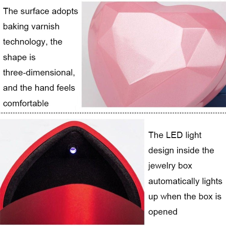 017015-20 Heart-shaped LED Light Ring Necklace Storage Box without Jewelry, Spec:, Ring(Pink), Pendant(White), Pendant(Red), Pendant(Gold), Pendant(Blue), Pendant(Black), Ring(White), Pendant(Pink), Ring(Red), Ring(Gold), Ring(Blue), Ring(Black)