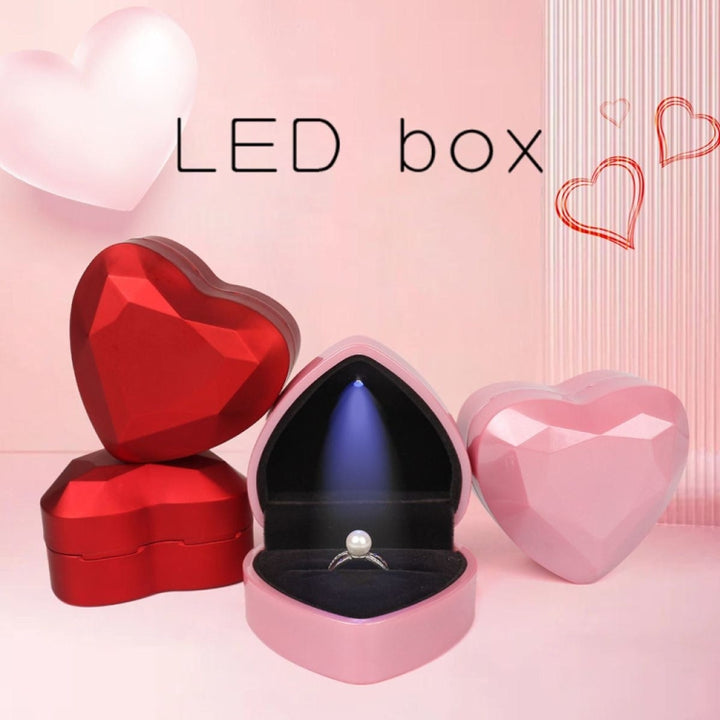 017015-20 Heart-shaped LED Light Ring Necklace Storage Box without Jewelry, Spec:, Ring(Pink), Pendant(White), Pendant(Red), Pendant(Gold), Pendant(Blue), Pendant(Black), Ring(White), Pendant(Pink), Ring(Red), Ring(Gold), Ring(Blue), Ring(Black)