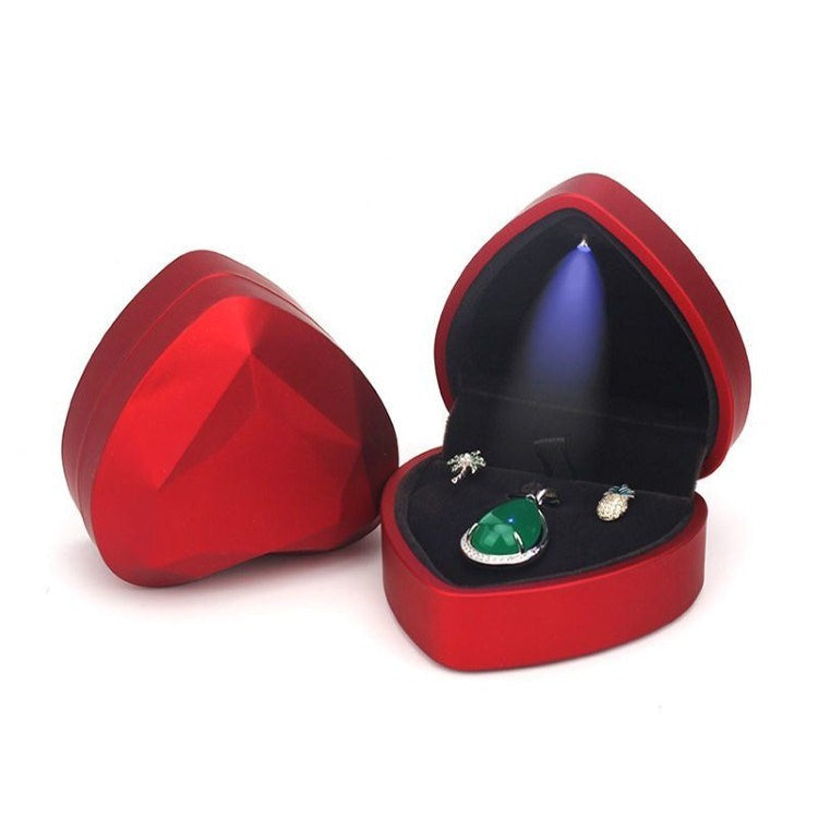 017015-20 Heart-shaped LED Light Ring Necklace Storage Box without Jewelry, Spec:, Ring(Pink), Pendant(White), Pendant(Red), Pendant(Gold), Pendant(Blue), Pendant(Black), Ring(White), Pendant(Pink), Ring(Red), Ring(Gold), Ring(Blue), Ring(Black)