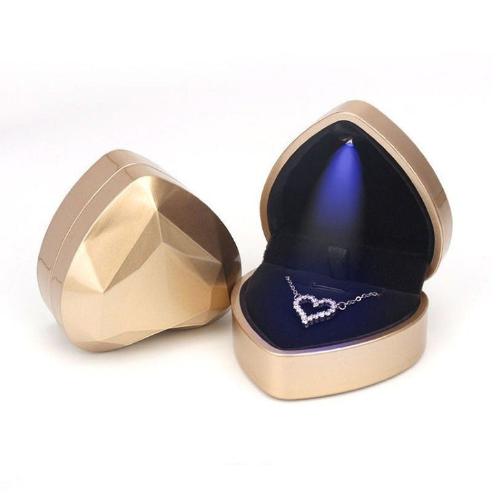 017015-20 Heart-shaped LED Light Ring Necklace Storage Box without Jewelry, Spec:, Ring(Pink), Pendant(White), Pendant(Red), Pendant(Gold), Pendant(Blue), Pendant(Black), Ring(White), Pendant(Pink), Ring(Red), Ring(Gold), Ring(Blue), Ring(Black)