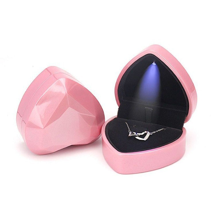 017015-20 Heart-shaped LED Light Ring Necklace Storage Box without Jewelry, Spec:, Ring(Pink), Pendant(White), Pendant(Red), Pendant(Gold), Pendant(Blue), Pendant(Black), Ring(White), Pendant(Pink), Ring(Red), Ring(Gold), Ring(Blue), Ring(Black)