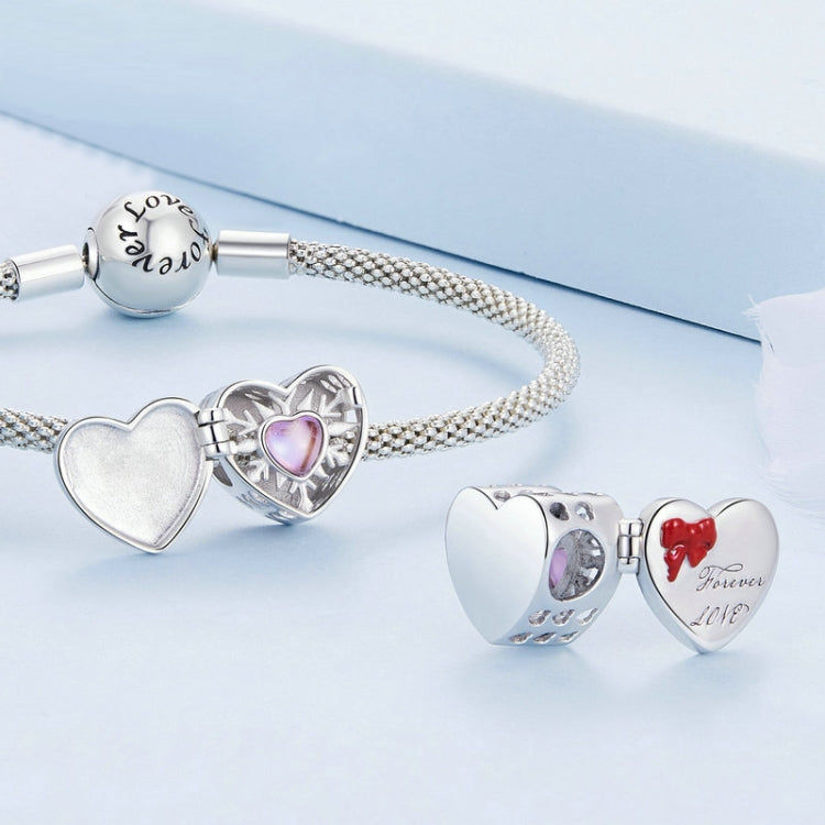 Sterling Silver S925 Heart Openable Gift Box Bracelet Beaded, BSC757