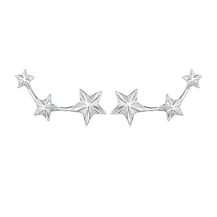 Sterling Silver S925 White Gold Plated Star Earrings, BSE750