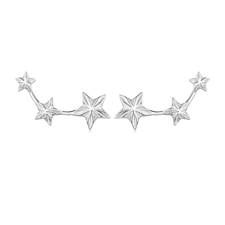 Sterling Silver S925 White Gold Plated Star Earrings, BSE750