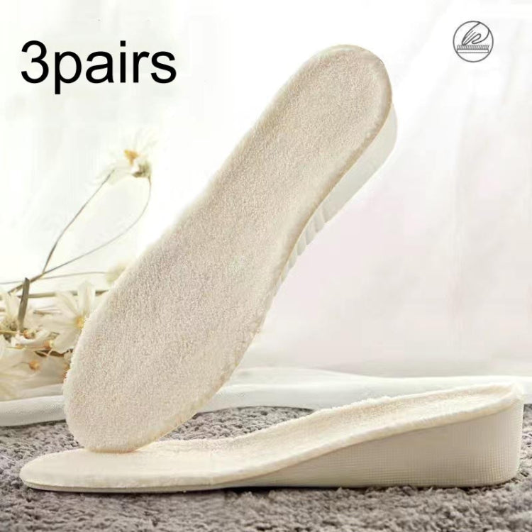 3pairs Winter Velvet Insoles Warm Inner Height Increase Insoles, 3.5cm Beige, 1.5cm Gray