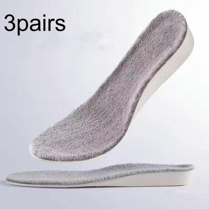 3pairs Winter Velvet Insoles Warm Inner Height Increase Insoles, 3.5cm Beige, 1.5cm Gray