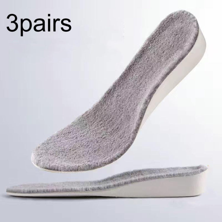 3pairs Winter Velvet Insoles Warm Inner Height Increase Insoles, 2.5cm Gray, 3.5cm Gray