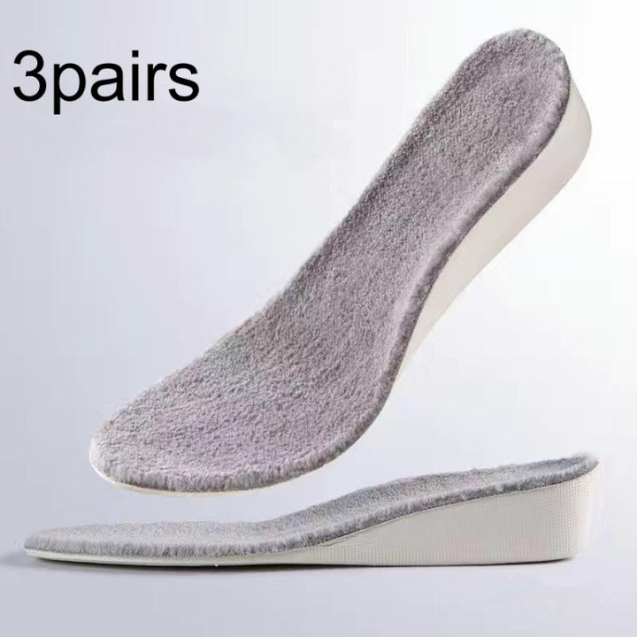 3pairs Winter Velvet Insoles Warm Inner Height Increase Insoles, 2.5cm Gray, 3.5cm Gray