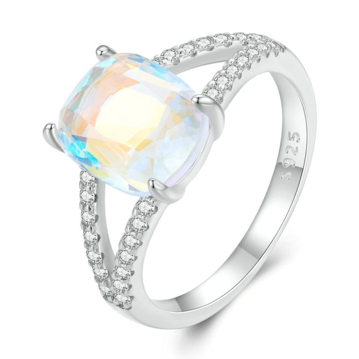 Sterling Silver S925 Symphony Glass White Gold Plated Zircon Ring, BSR354