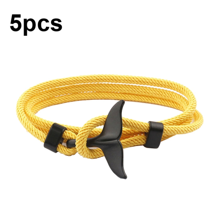 5pcs Whale Tail Braided Hand Rope Double Live Buckle Adjustable Bracelet, 5pcs Red, 5pcs Black, 5pcs Light Blue, 5pcs Beige, 5pcs Pink, 5pcs Yellow, 5pcs Red Wine, 5pcs Navy, 5pcs Khaki